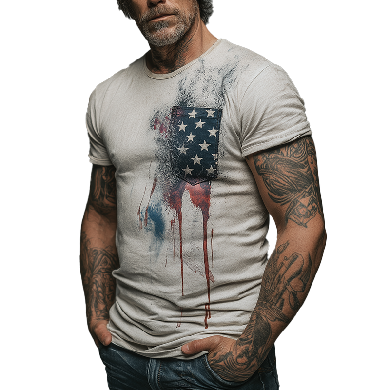 Men's Vintage Printed Cotton Short Sleeve T-Shirt MTA1874G9P