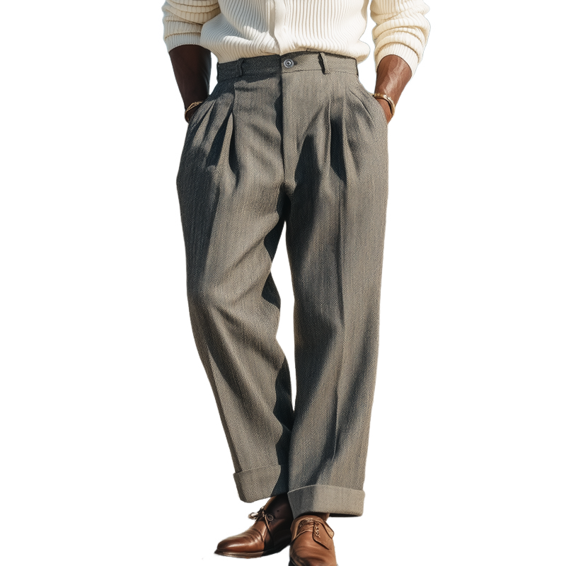 Men's Classic Grey Straight-Leg Casual Pants MTA1036J7U