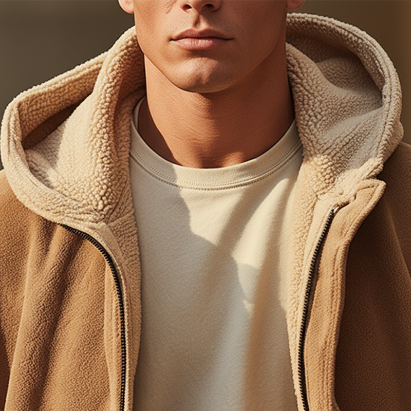 Men's Retro Minimalist Fleece Hooded Warm Zip-Up Coat MTA0123K8P
