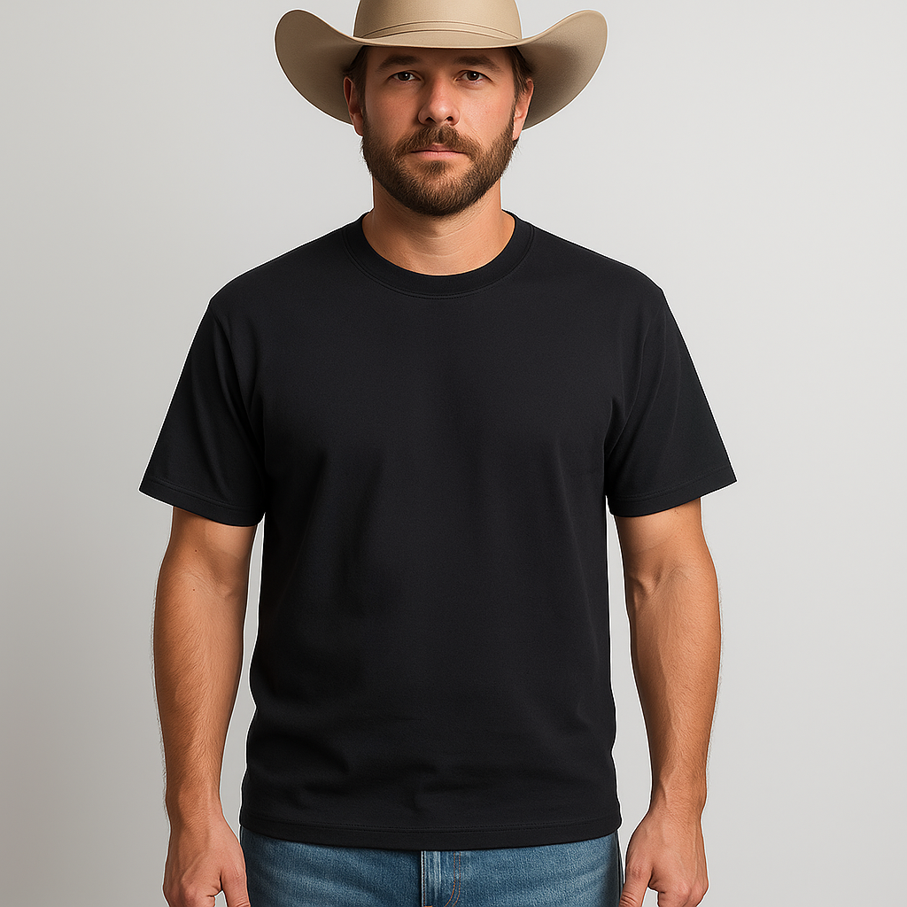 Men's Summer Western Cowboy Style Printed Cotton Short-Sleeved T-Shirt MTA1423E2P
