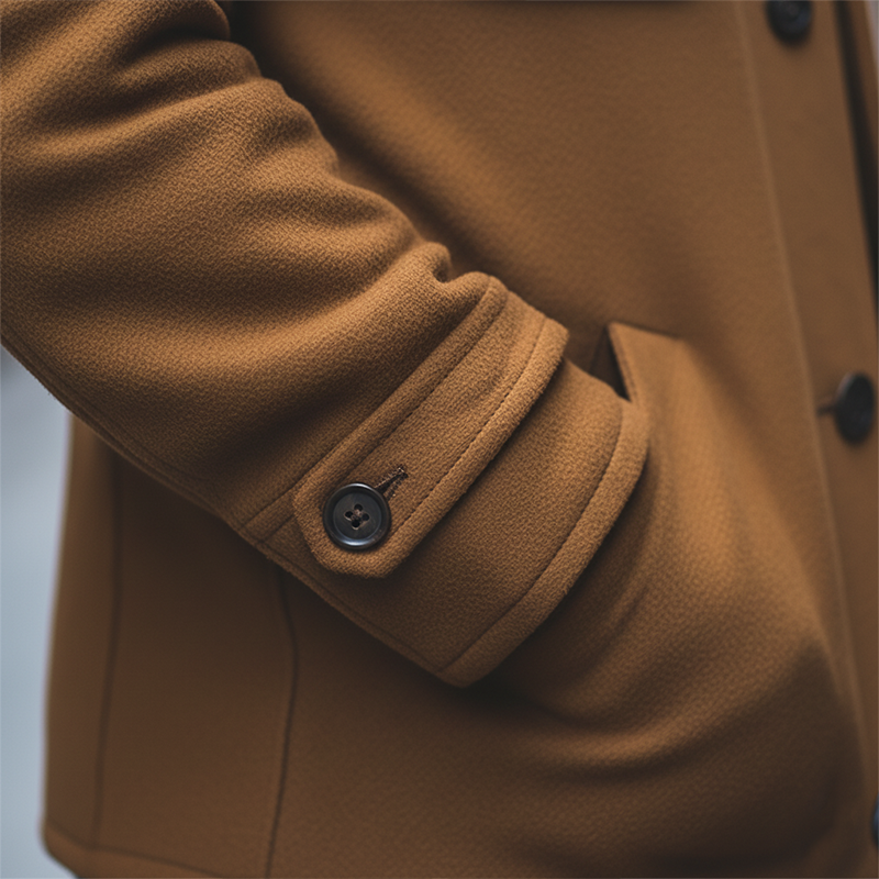 Men's Winter Retro Solid Color Faux Wool Multi-pocket Stand Collar Coat MTA0356K7P