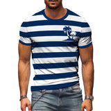 Men's Beach Coconut Tree Color Block Short Sleeve T-Shirt 69685908TO
