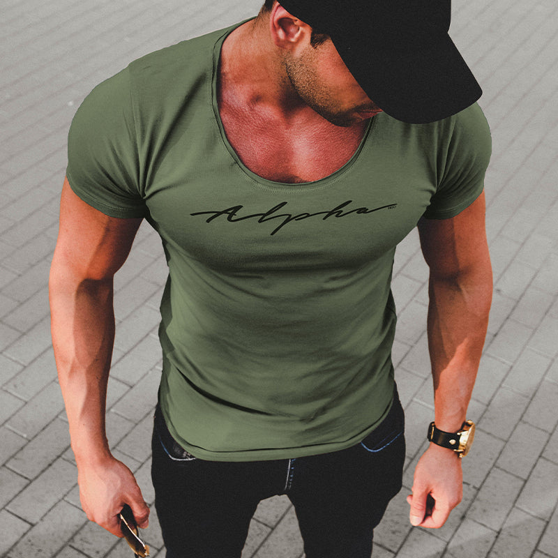 Men's Letter Printed Round Neck Short Sleeve T-Shirt 04589575X