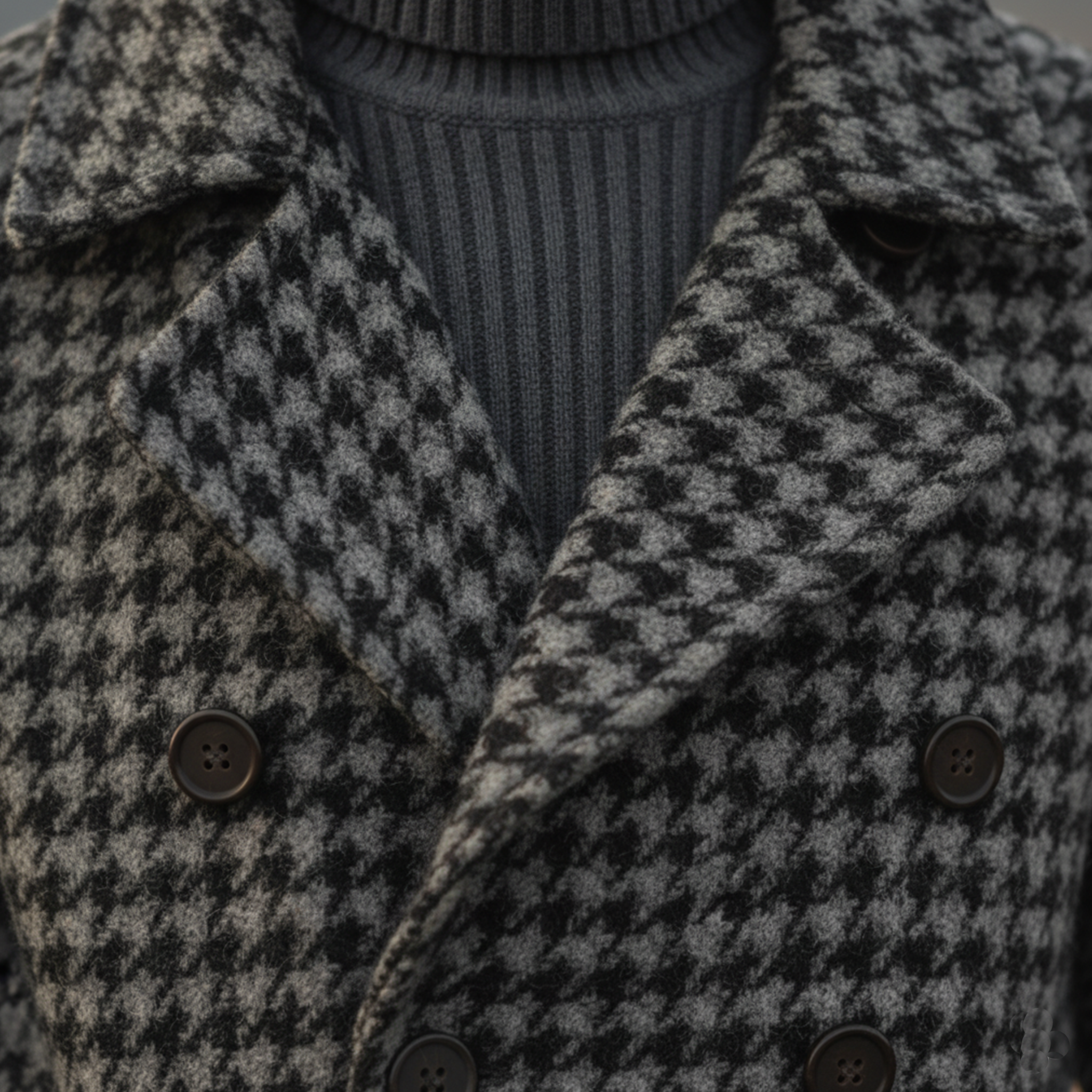 Men's Classic Retro Lapel Double-breasted Faux Houndstooth Wool Jacket MTA3139J3K