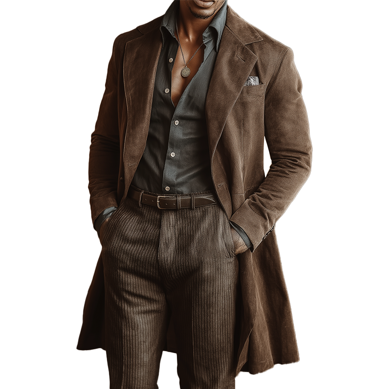 Men's Winter Vintage Faux Suede Mid-Length Coat MTA1431J5P