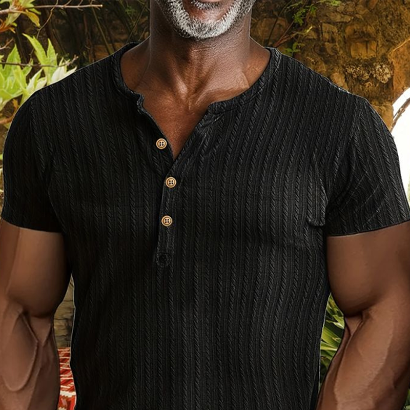 Men's Solid Henley Short Sleeve T-Shirt MTA1761G6X