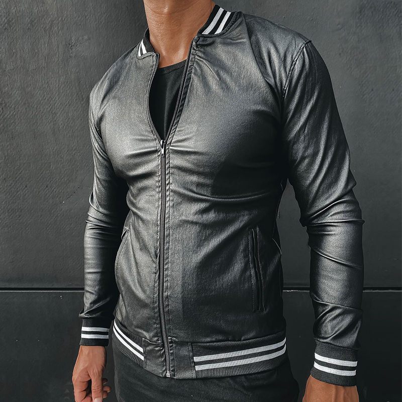 Men's Vintage Casual Slim Fit Zipper Leather Jacket MTA0485G9TO