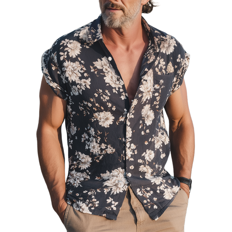 Men's Summer Floral Print Short Sleeve Shirt MTA0447G7U