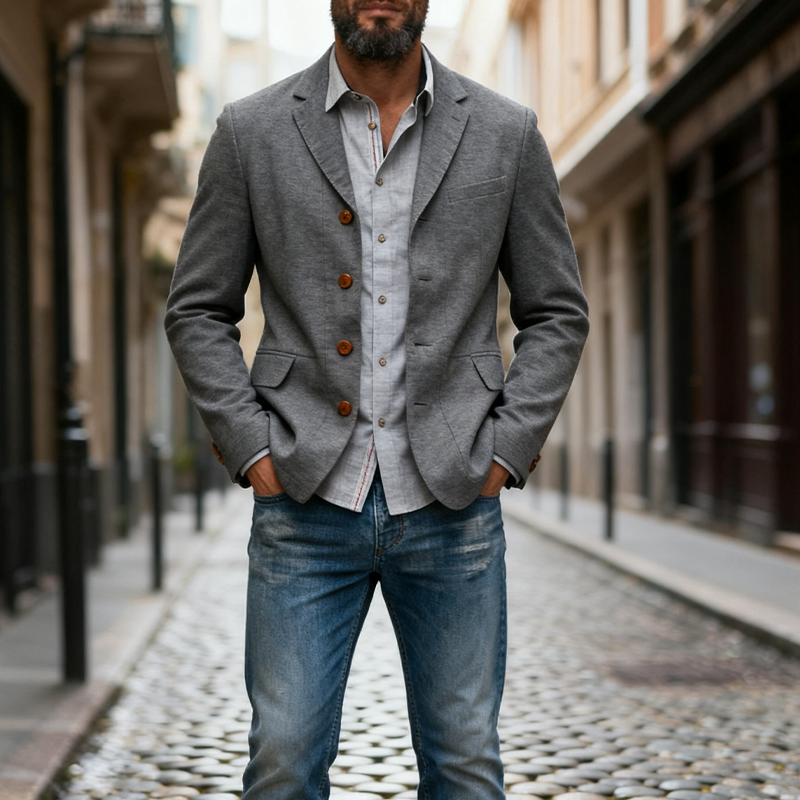 Men's Casual Cotton Blend Single-Breasted Blazer MTA2274J7X