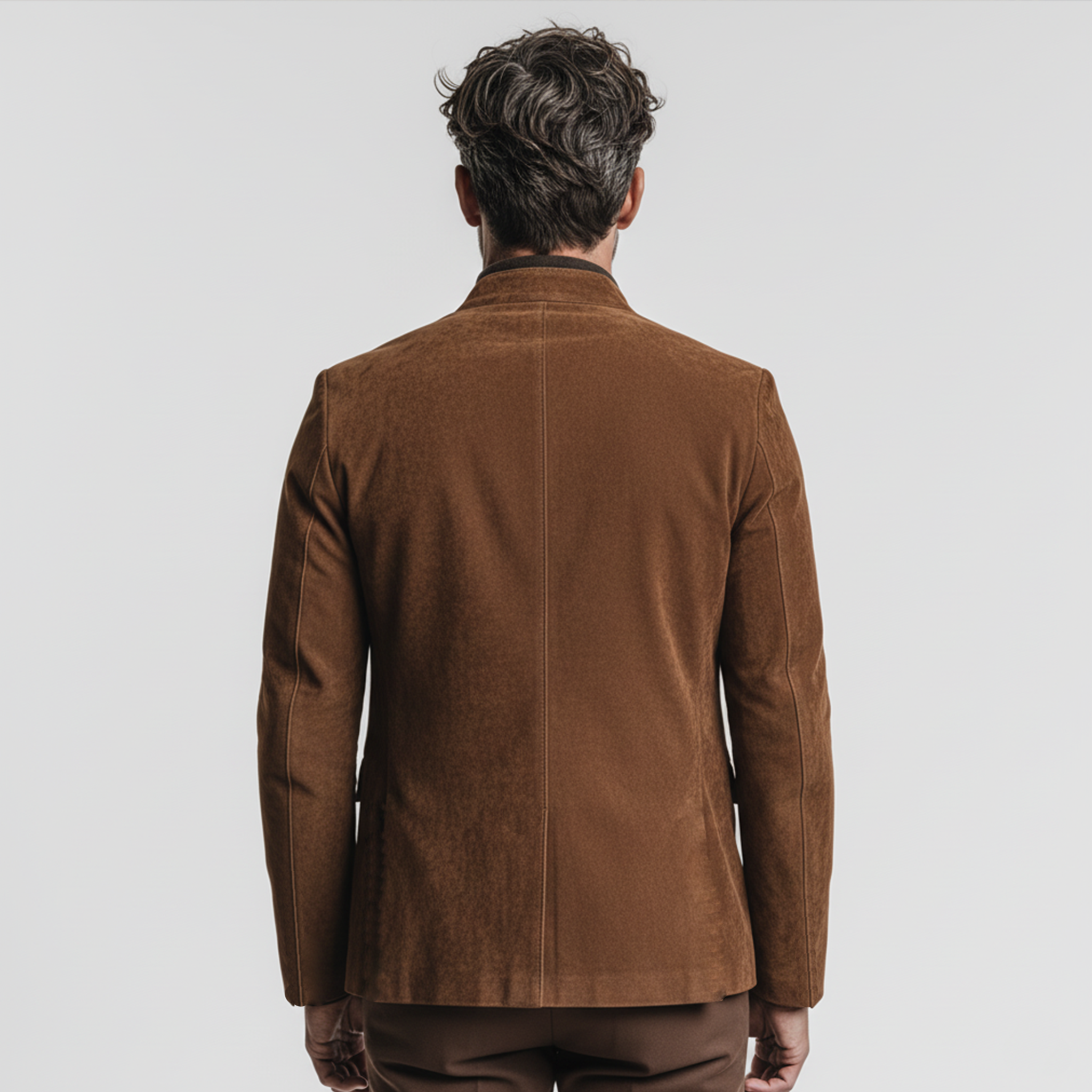 Men's Classic Retro Stand-up Collar Faux Suede Single-breasted Jacket MTA1368K0K