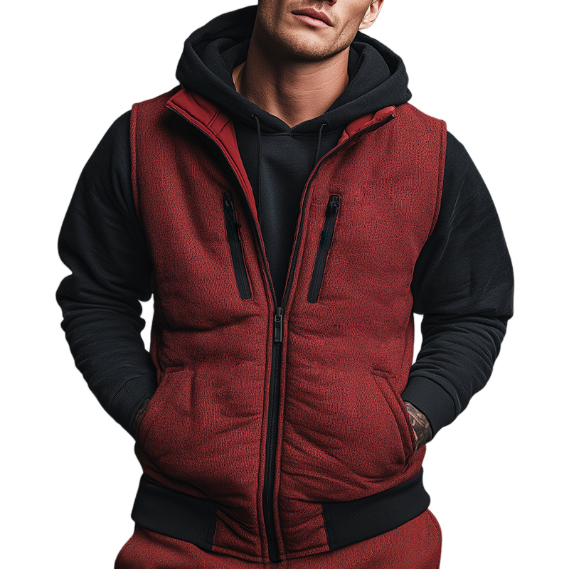 Men's Retro Casual Quilted Zipper Vest  MTA2419K7TO