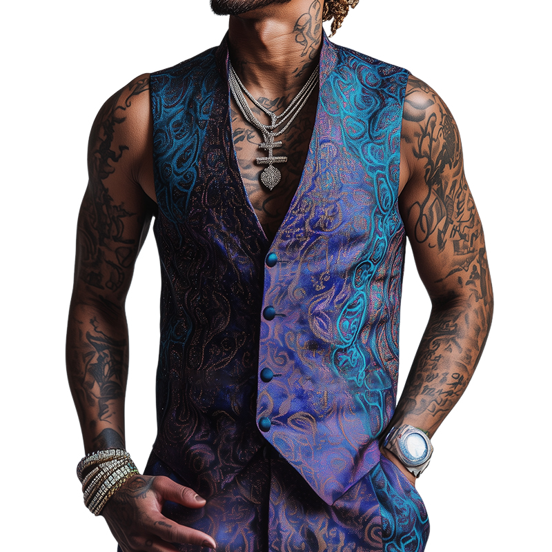 Men's Retro Casual Printed Vest 76226837TO