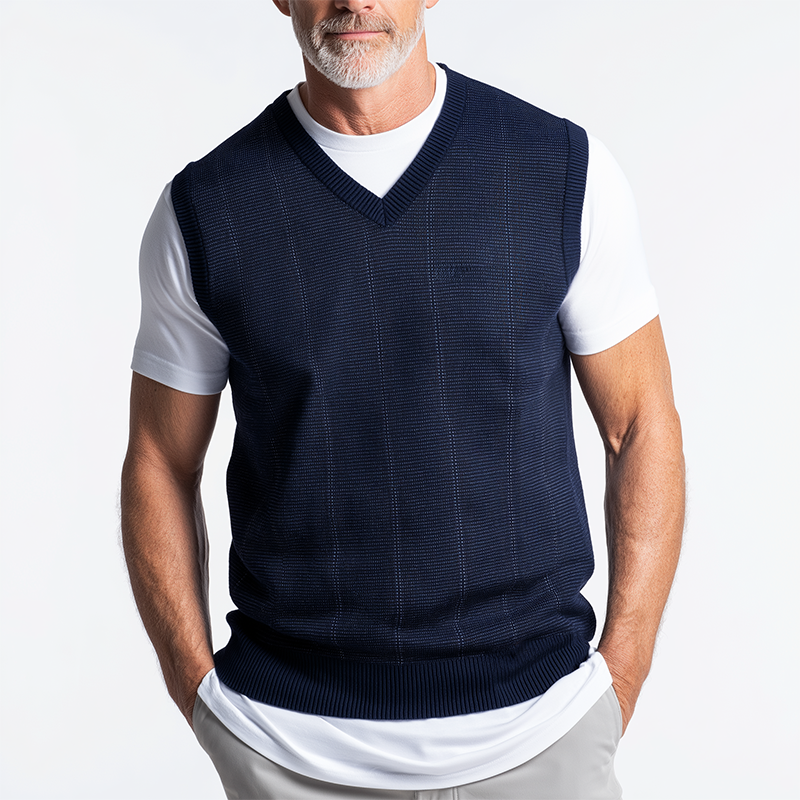 Men's Vintage Striped Knit Vest MTA0523H0P