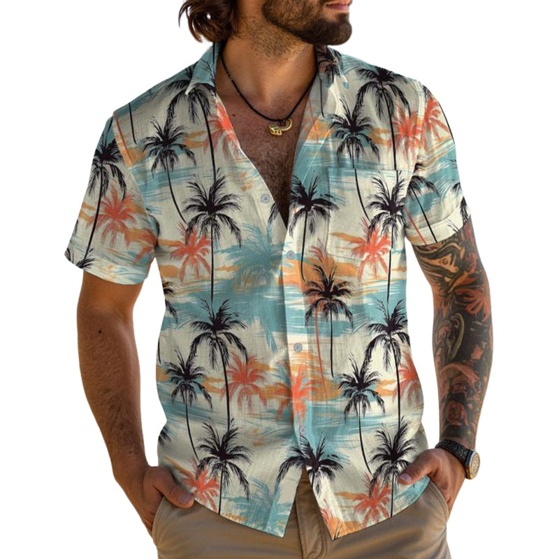 Men's Summer Casual Hawaiian Print Short Sleeve Shirt MTA0830E1U
