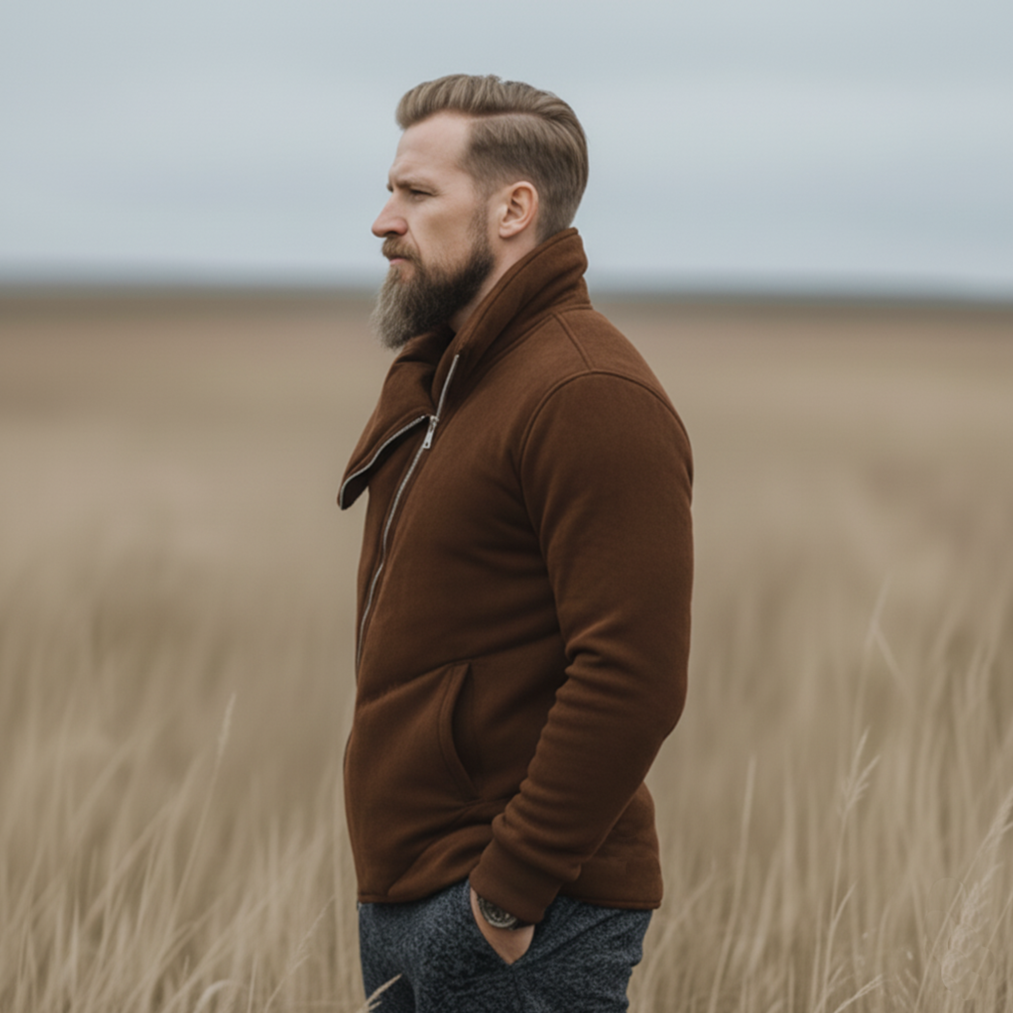 Men's Classic Western Tough Style Irregular Collar Design Faux Suede Jacket MTA2757J0K