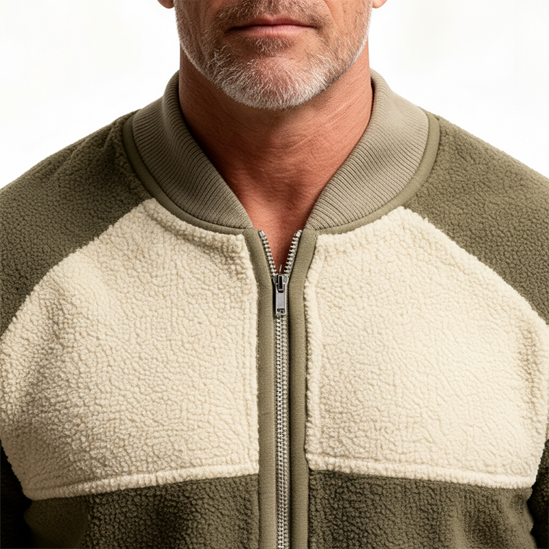 Men's Winter Retro Fleece Patchwork Half-Zip Sweatshirt MTA2990J7P