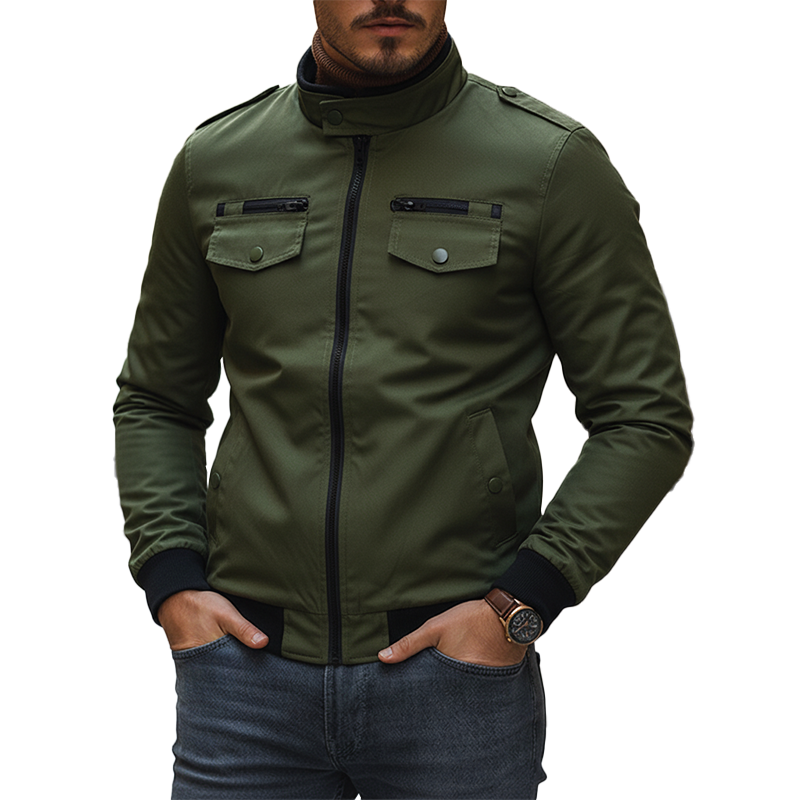 Men's Retro Cotton Blend Multi-Pocket Zipper Jacket MTA1913K3P