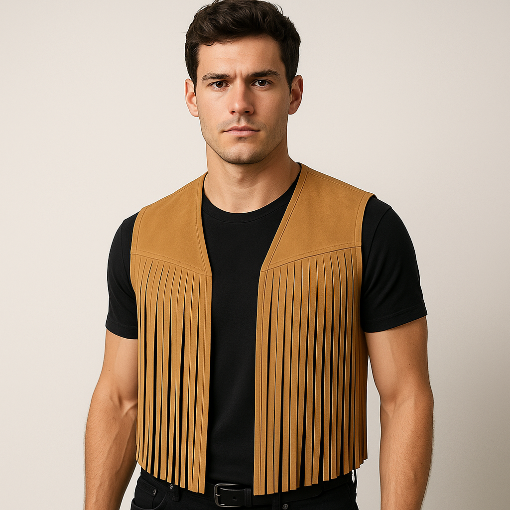 Men's Summer Western Cowboy Style Thin Suede Tassel Vest MTA1536E5P