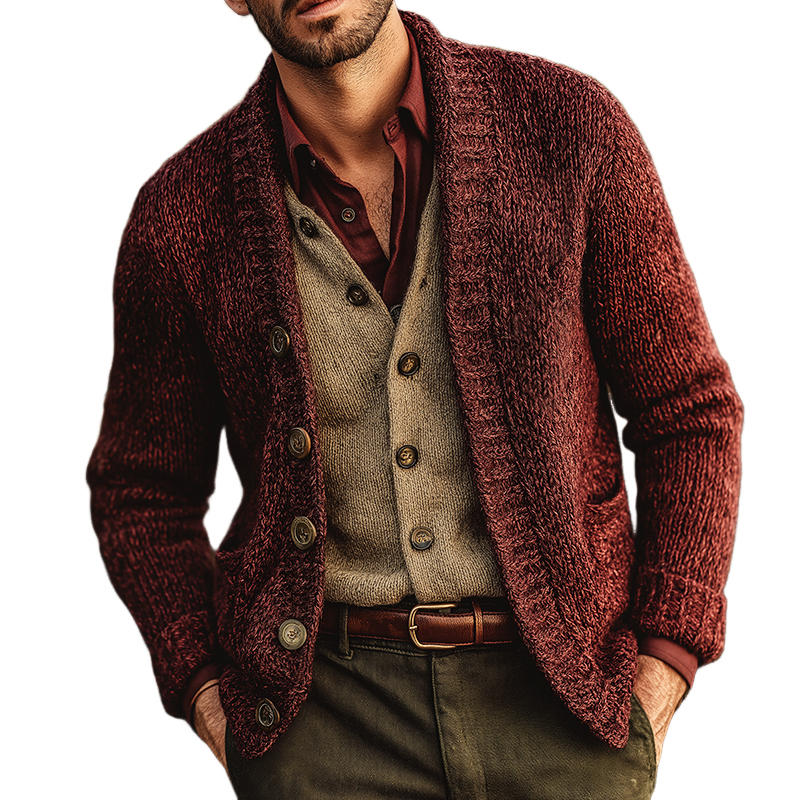 Men's Vintage Casual Knitted Sweater Button Cardigan MTA1472J6TO