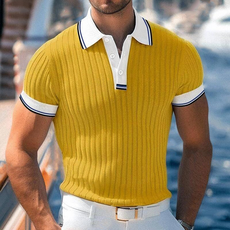 Men's Knitted Colorblock Short-sleeved POLO Shirt MTA2106G4X