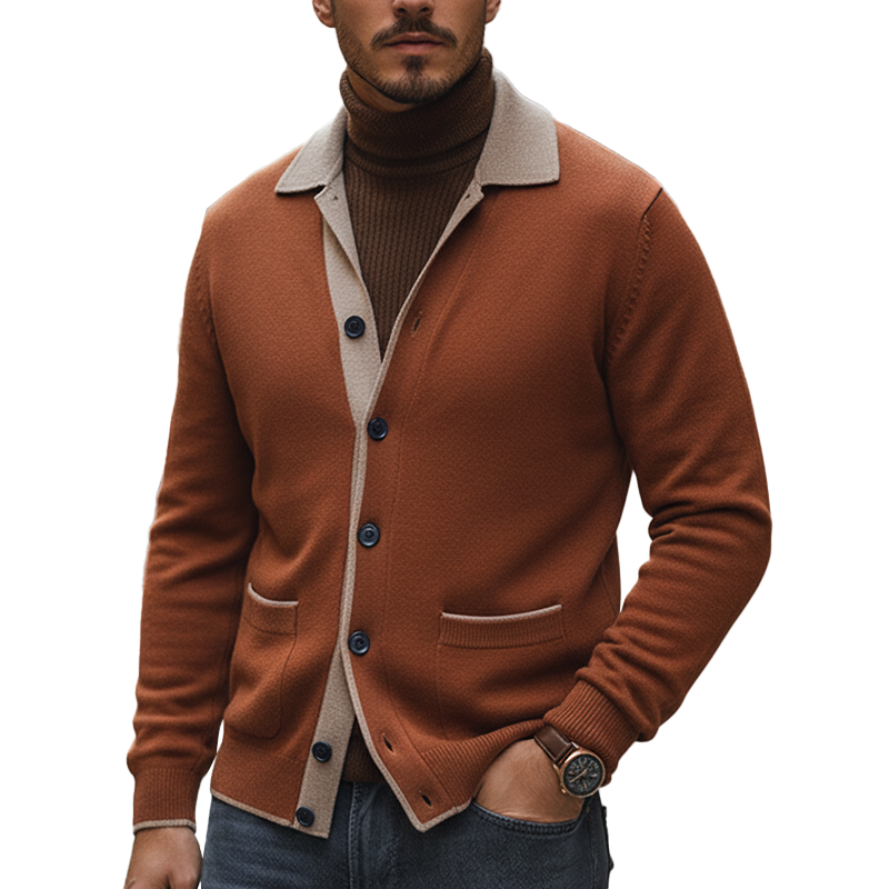 Men's Winter Retro Cotton Yarn Knitted Button Cardigan MTA1069L5P