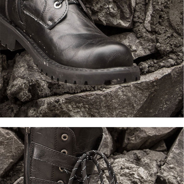 MEN'S LACE UP METAL SKULL BUCKLE DESIGN LACE UP BOOTS MTA1716G2I