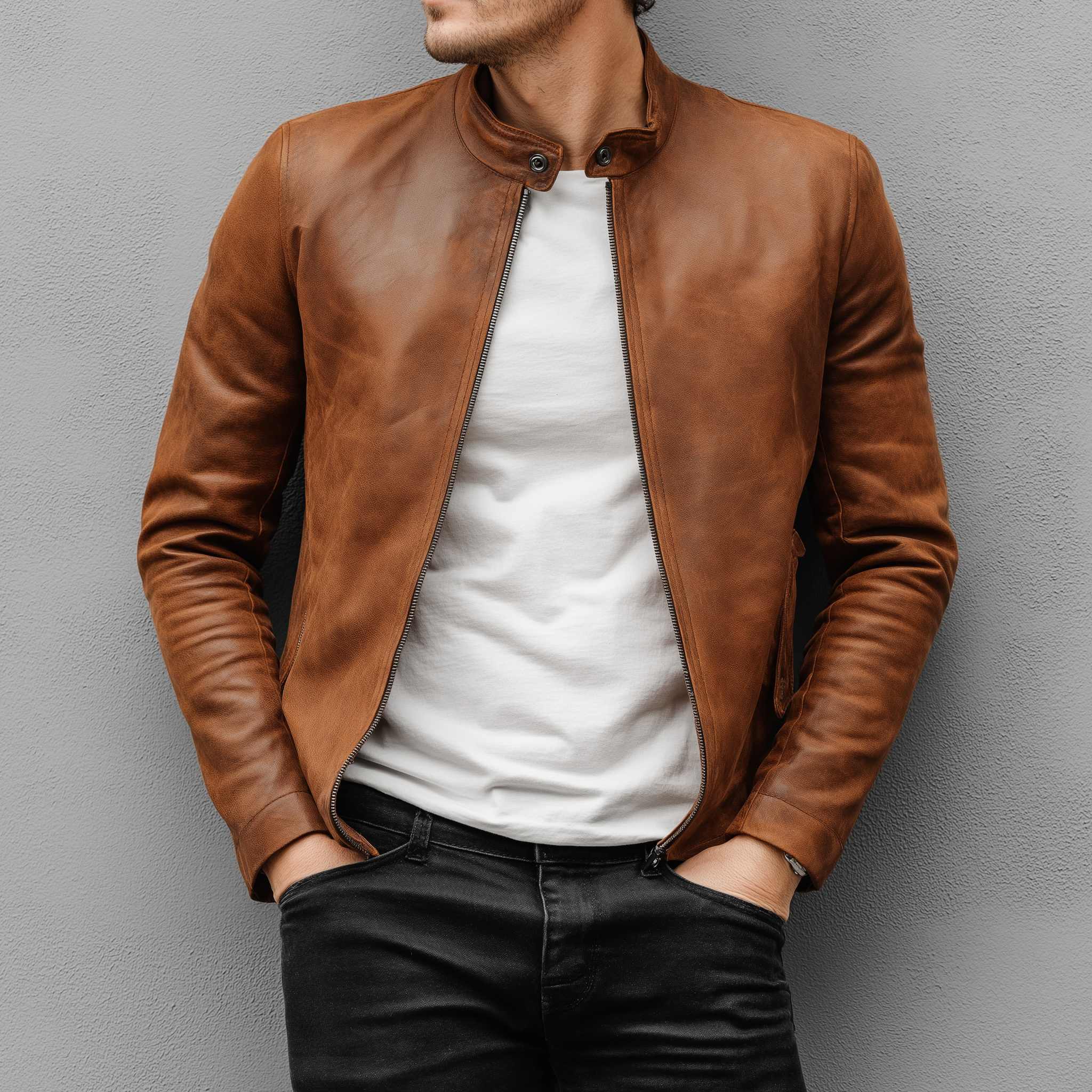 Men's Simple Retro PU Faux Leather Thin Jacket MTA2777J8P