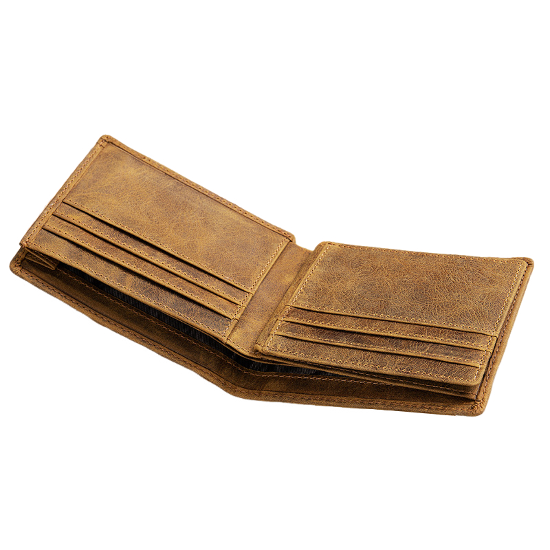 Men's Vintage Top Layer Cowhide Short Bi-Fold Wallet 45842491U