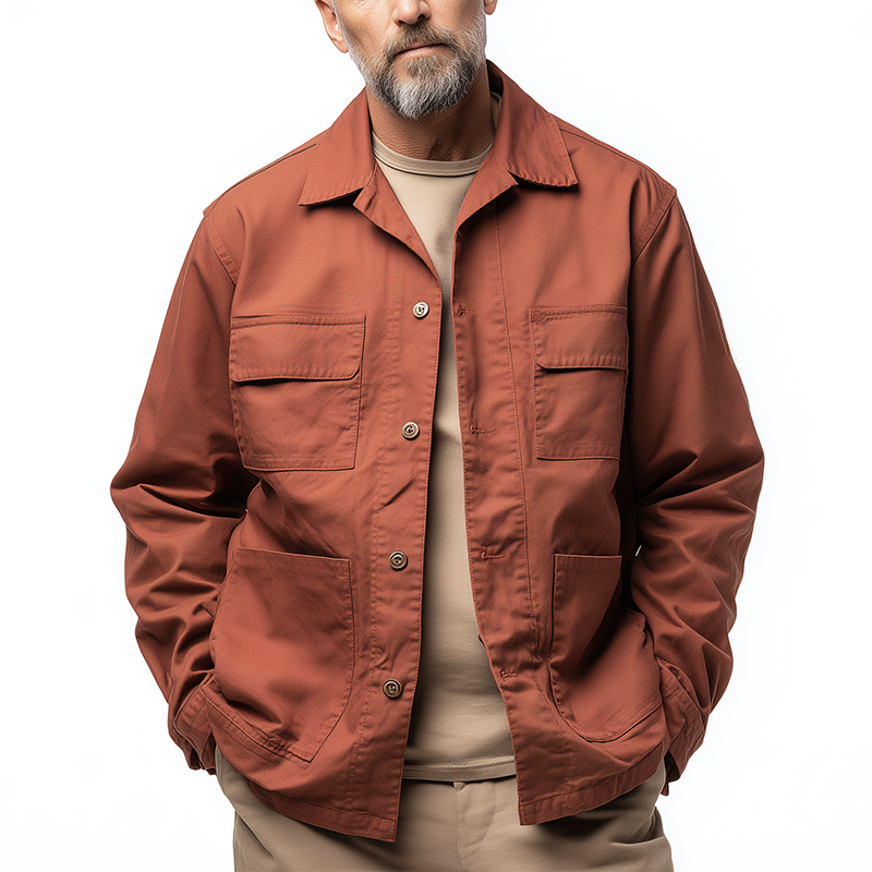 Men's Simple Solid Color Cotton Blend Jacket MTA0573H9P