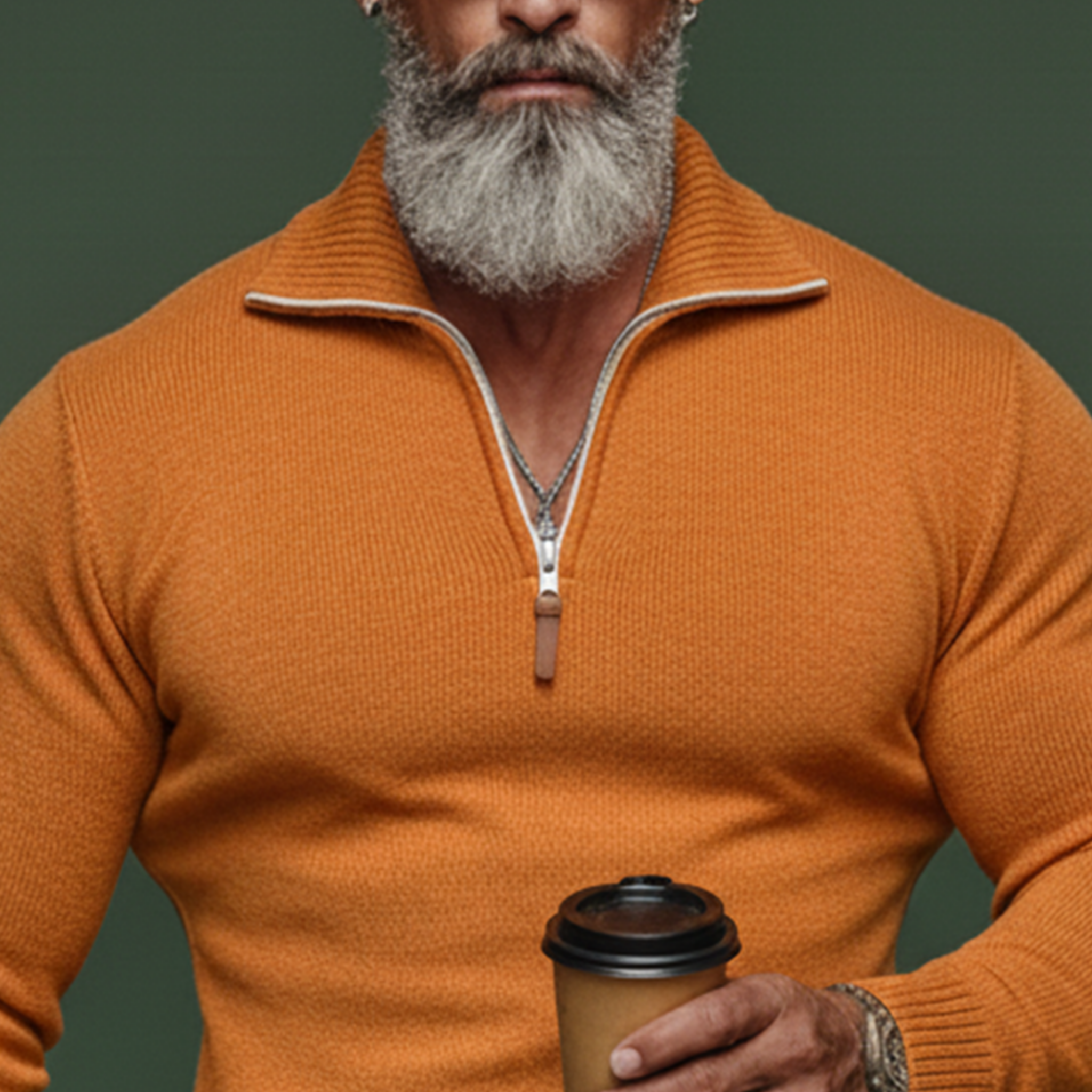 Men's Fashionable Casual Rugged Style Collared Zip-up Slim Fit Sweater MTA2797K6K