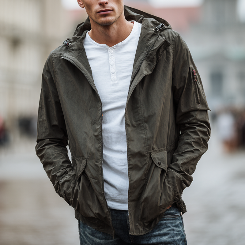 Men's Solid Color Thin Casual Hooded Jacket MTA0168H0X