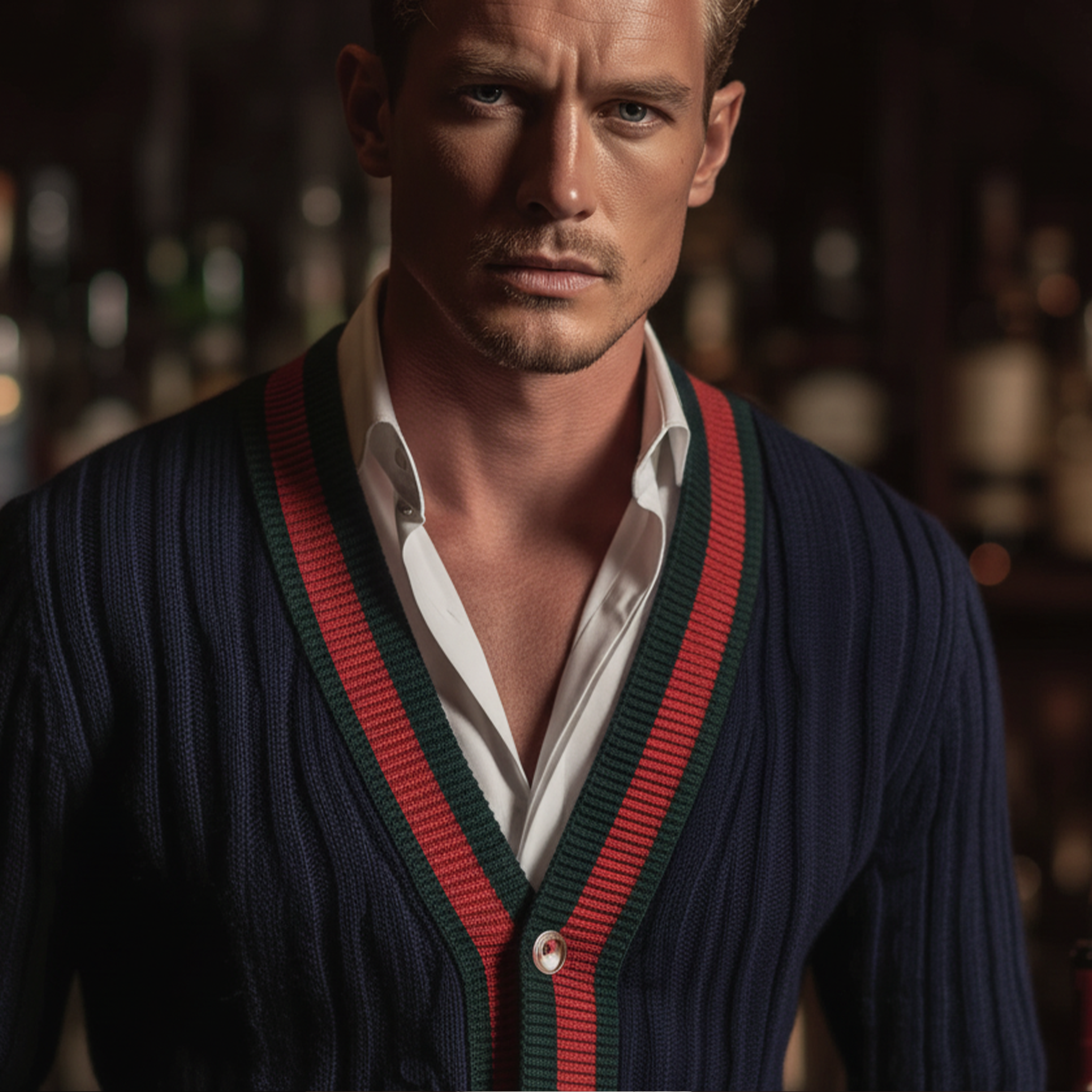 Men's Classic Casual Contrast Color Patchwork Pockets Slim Fit Knitted Cardigan MTA2954I8K
