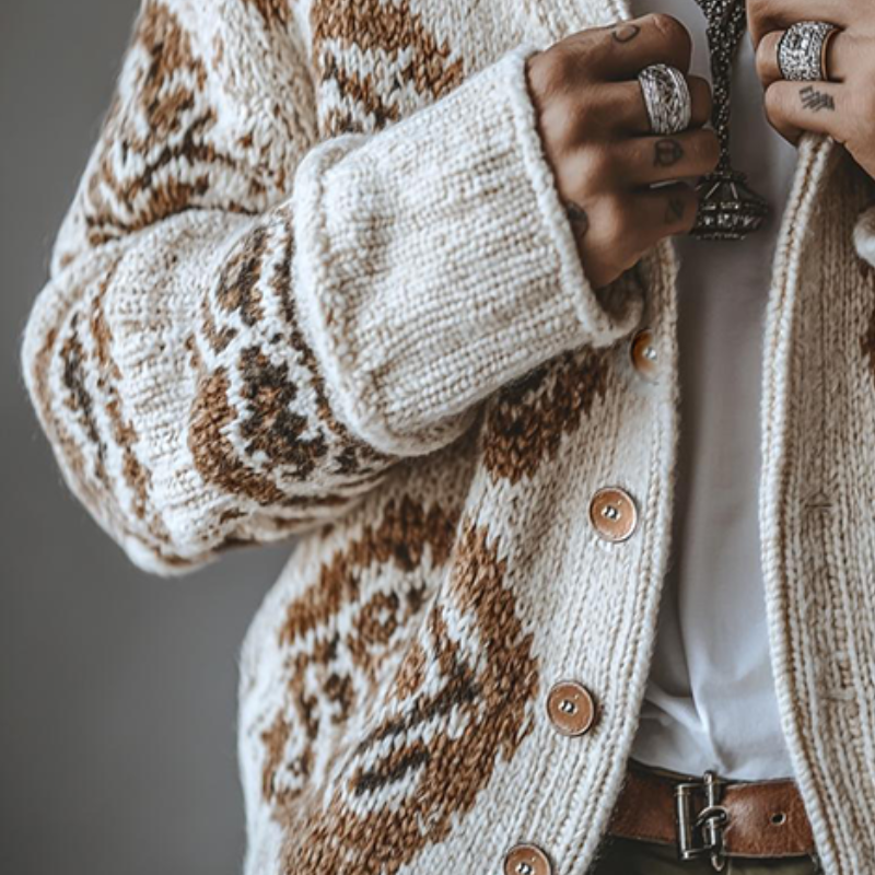 Men's Retro Casual Ethnic Style Knitted Cardigan MTA1854H3TO