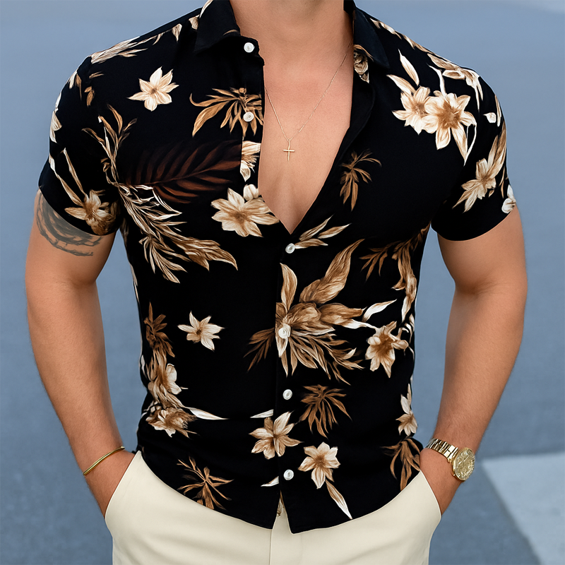 Men's Summer Casual Vacation Print Short-sleeved Shirt MTA0278H8U