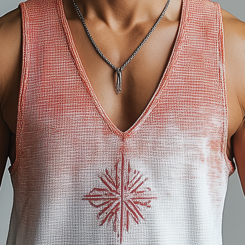 Men's Summer Fashion Gradient Print Waffle Tank Top MTA2677F3P