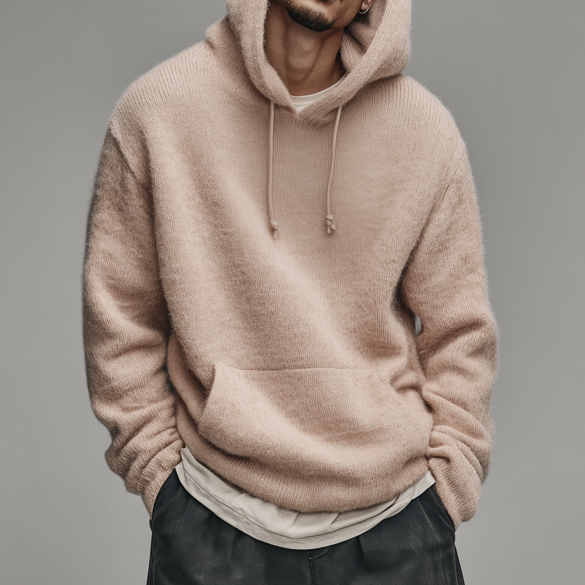 Men's Classic Casual Hooded Loose Sweatshirt Pink Sweater MTA2300I8K