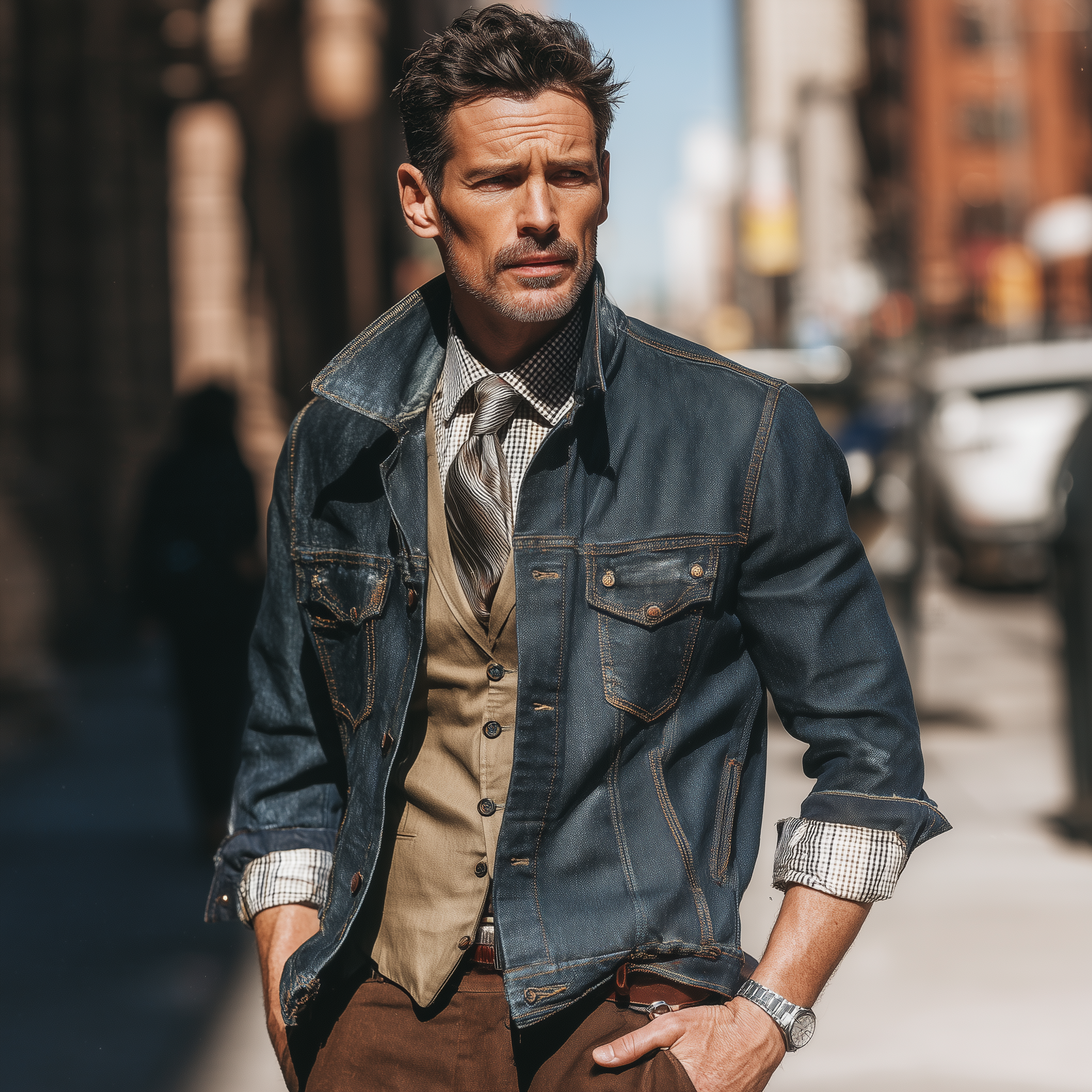 Men's Vintage Washed Distressed Denim Thin Jacket MTA0208I5P