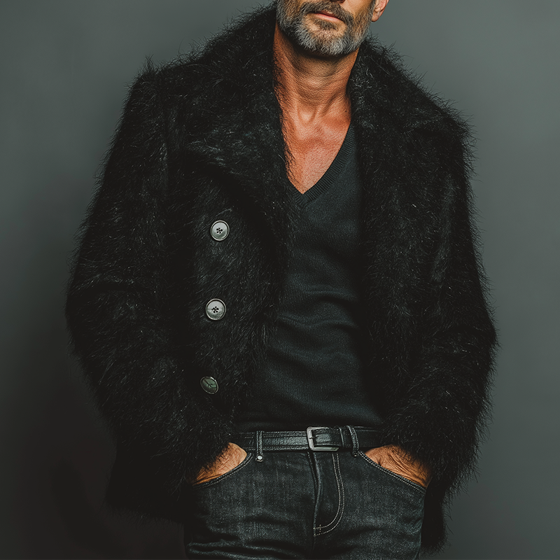 Men's Retro Casual Plush Large Lapel Button Jacket MTA2847J6TO