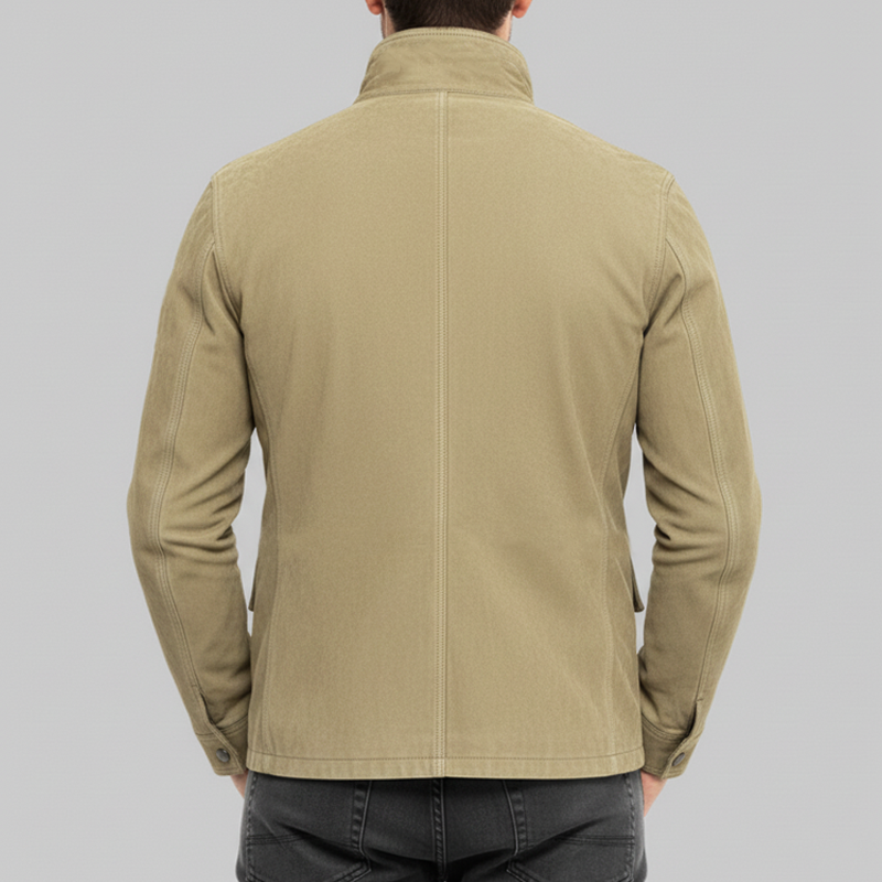 Men's Classic Stand Collar Multi-pocket Suede Jacket MTA1105J8U