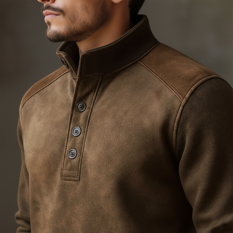 Men's Classic Suede Color-blocked Stand-up Collar Sweatshirt MTA0118K1U