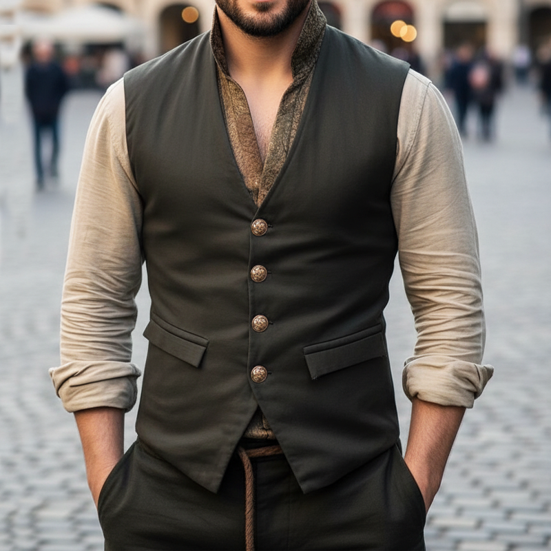 Men's Classic Single-breasted V-neck Vest MTA2309I2U