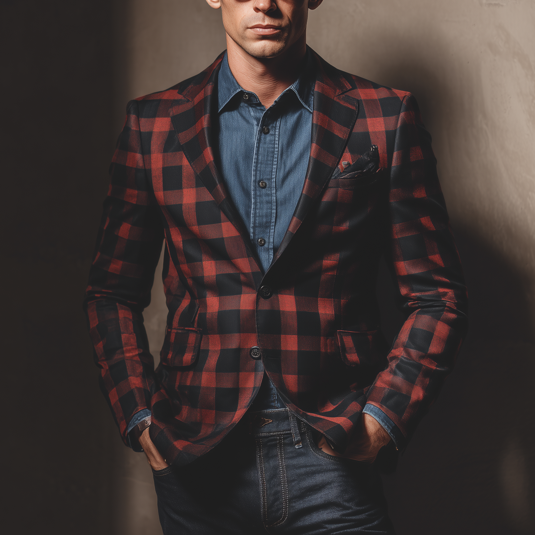 Men's Classic Vintage Check Cotton Blend Single-Breasted Slim-Fit Blazer MTA2155H3K