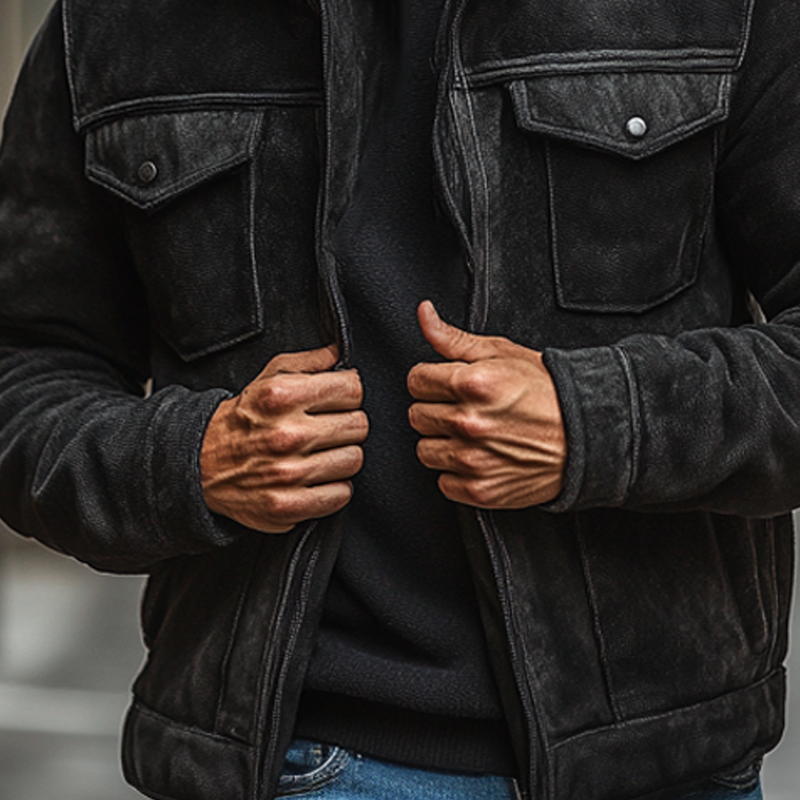 Men's Vintage Contrast Zip-Up Blend Jacket MTA2894I7X