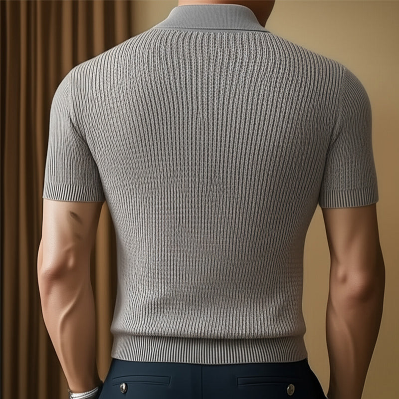Men'S Summer Business Knitted Polo Neck Short Sleeve T-Shirt MTA1298E4U