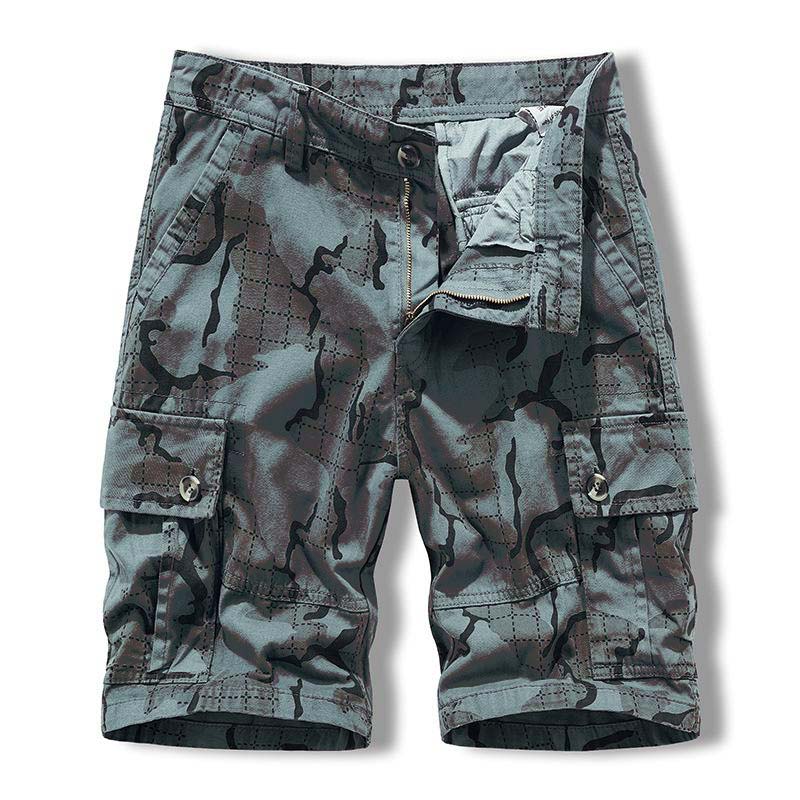 Men's Casual Printed Multi-Pocket Straight Cargo Shorts 06095778M