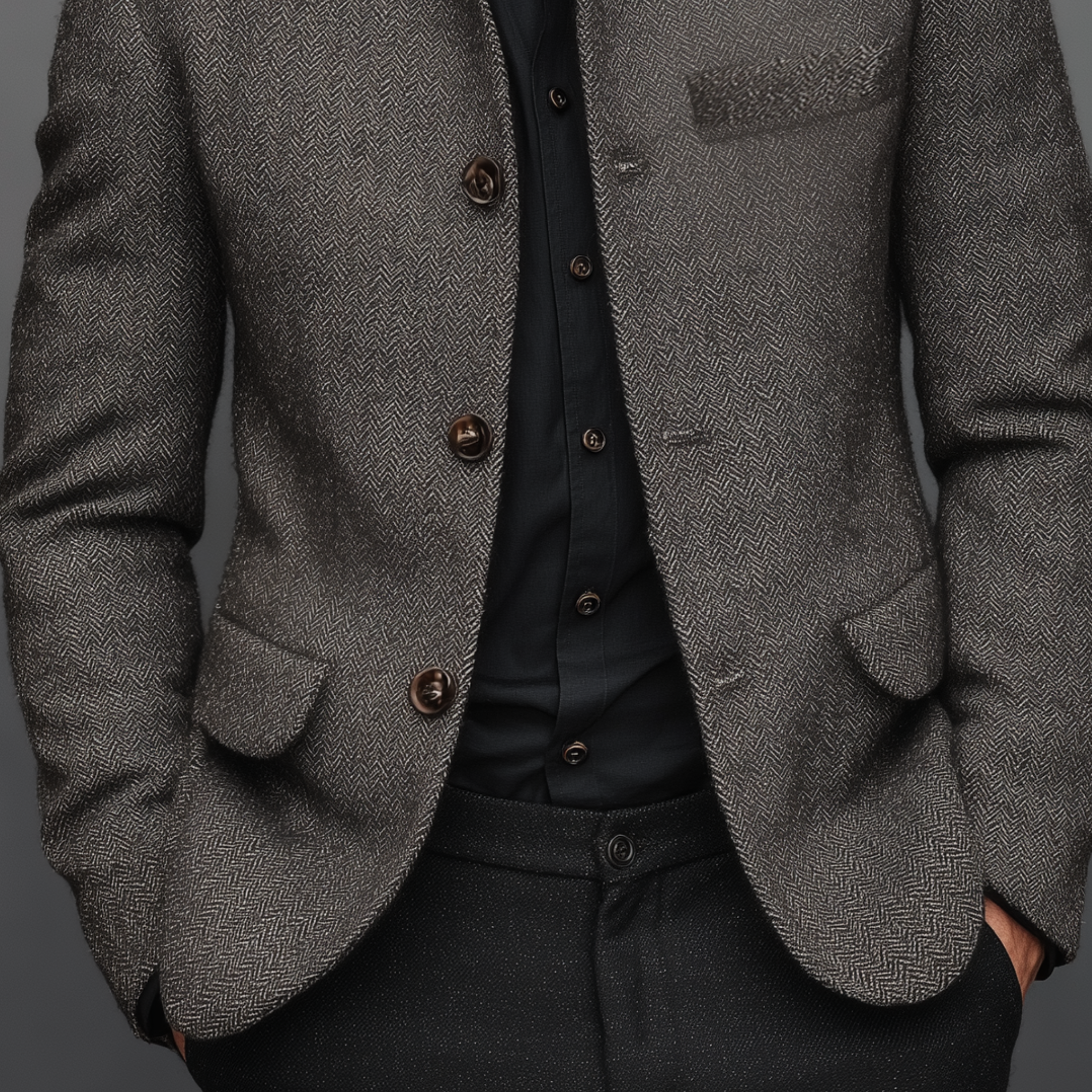 Men's Classic Vintage Herringbone Cotton Blend Stand Collar Jacket MTA0970I2K
