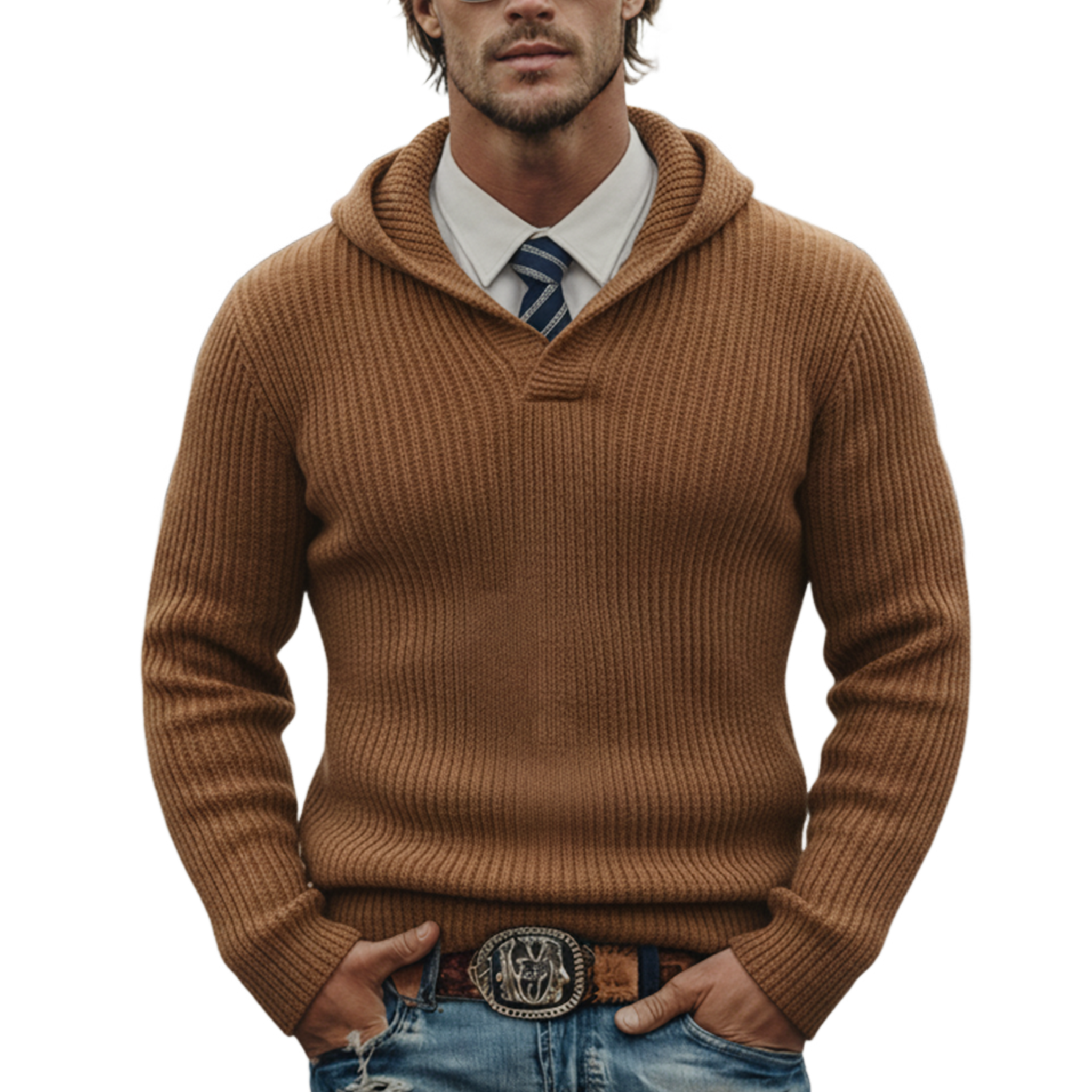 Men's Classic Casual Hooded Slim Fit Knit Sweatshirt MTA2830K7K