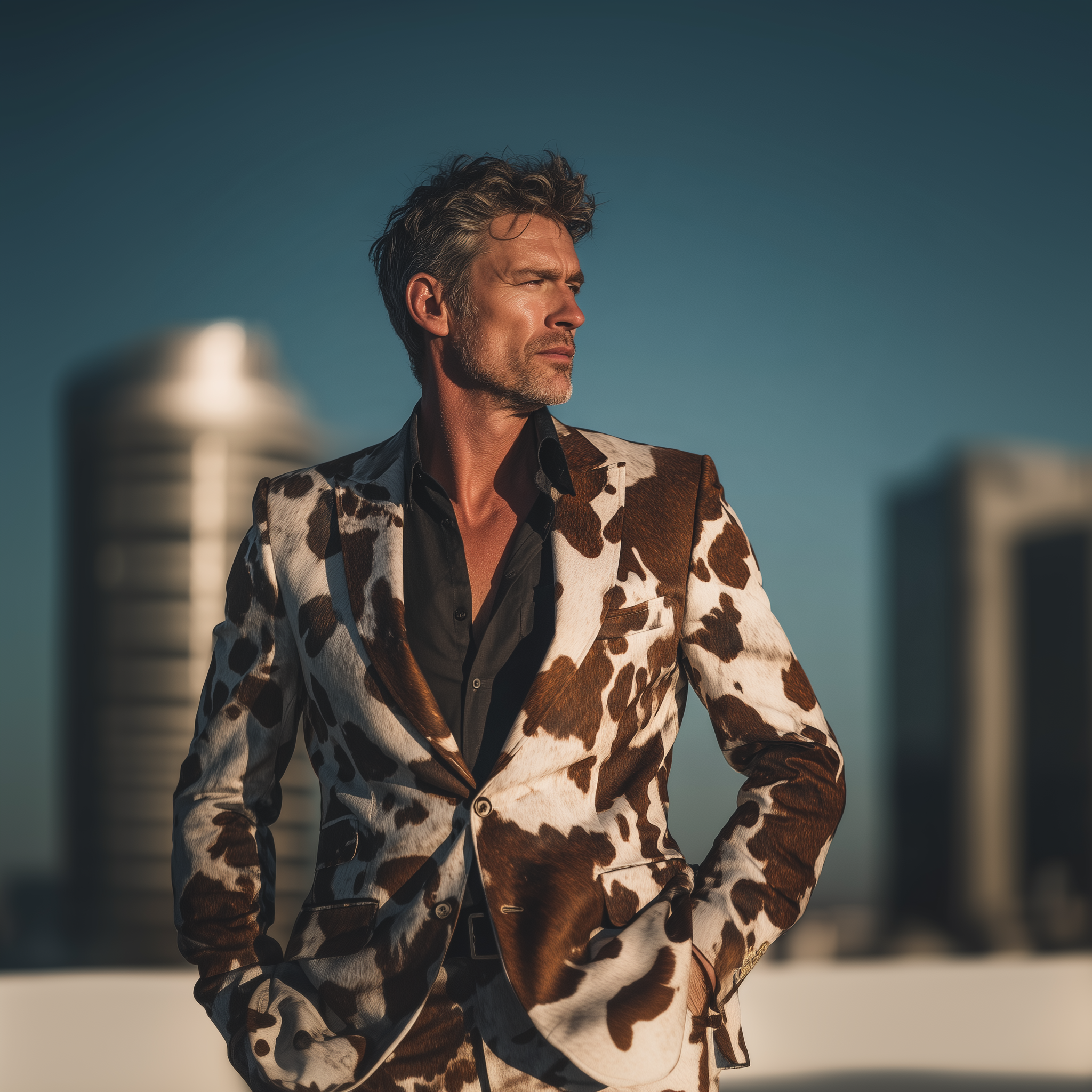 Men's Vintage Cow Print Blazer MTA1541H4P