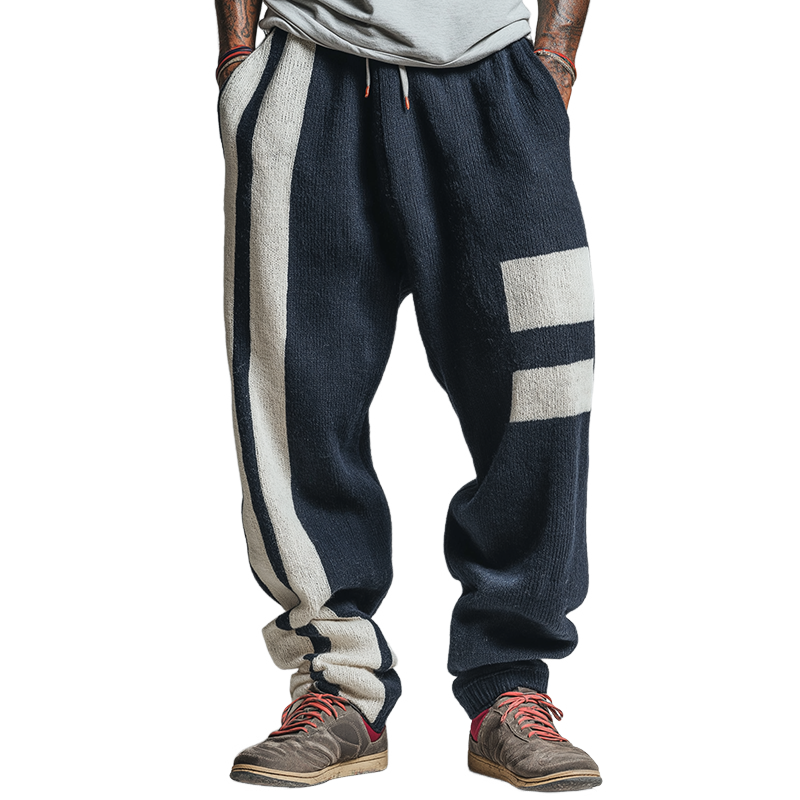 Men's Retro Casual Knit Striped Drawstring Pants MTA2449J9TO