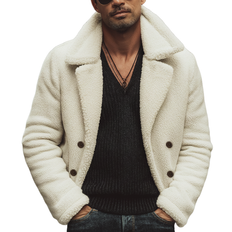 Men's Winter Classic Off-White Double-Breasted Fleece Jacket MTA0458K7U